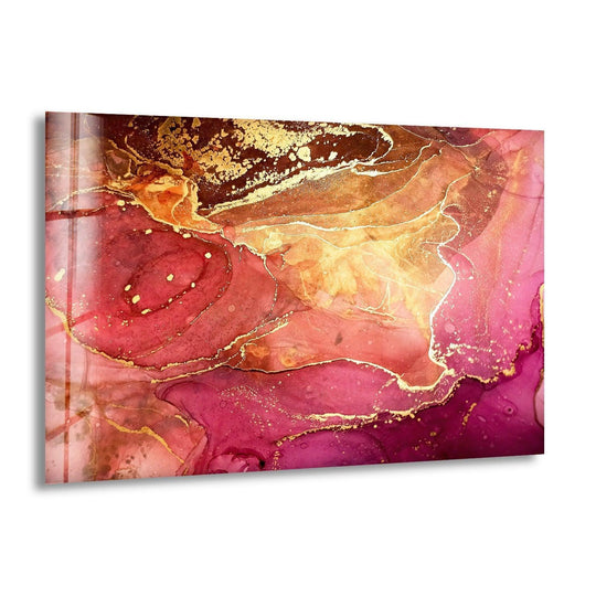Hot Pink Gold Abstract Glass Wall Art - MyPhotoStation