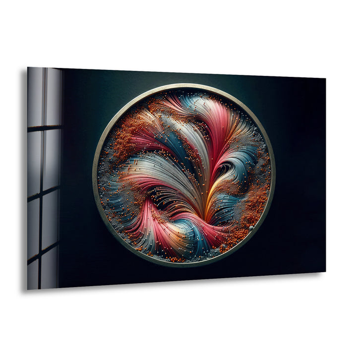 Fractal Pink & Silver Abstract Glass Wall Art