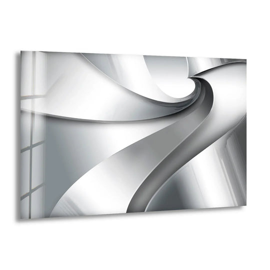 Gray Abstract with a Metal Spiral Glass Wall Art - MyPhotoStation