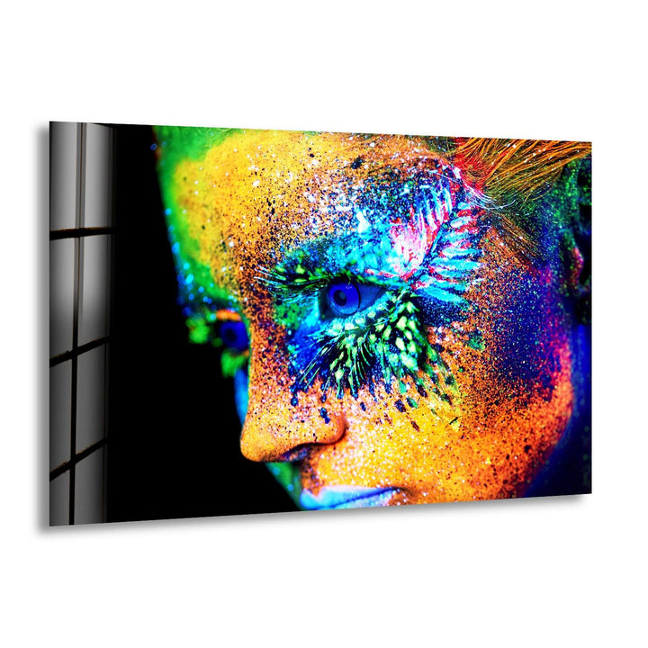 Bunte Frau Gesicht Glas Wandkunst