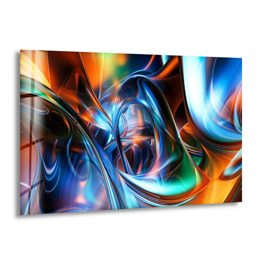Dark navy and black hues blend into abstract swirls in this unique modern wall decor.