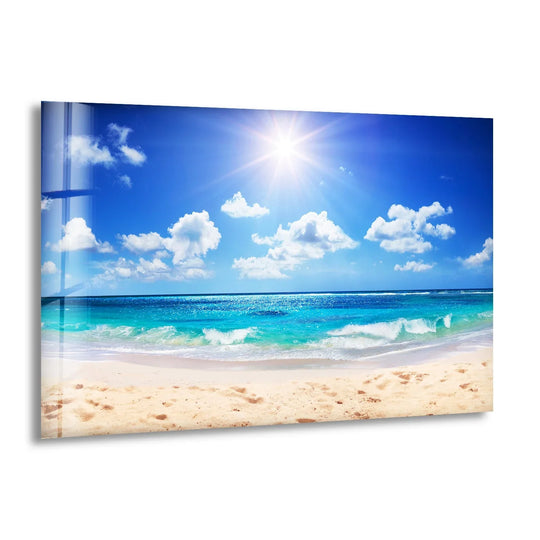 Summer Beach Landscape Glass Wall Art - MyPhotoStation