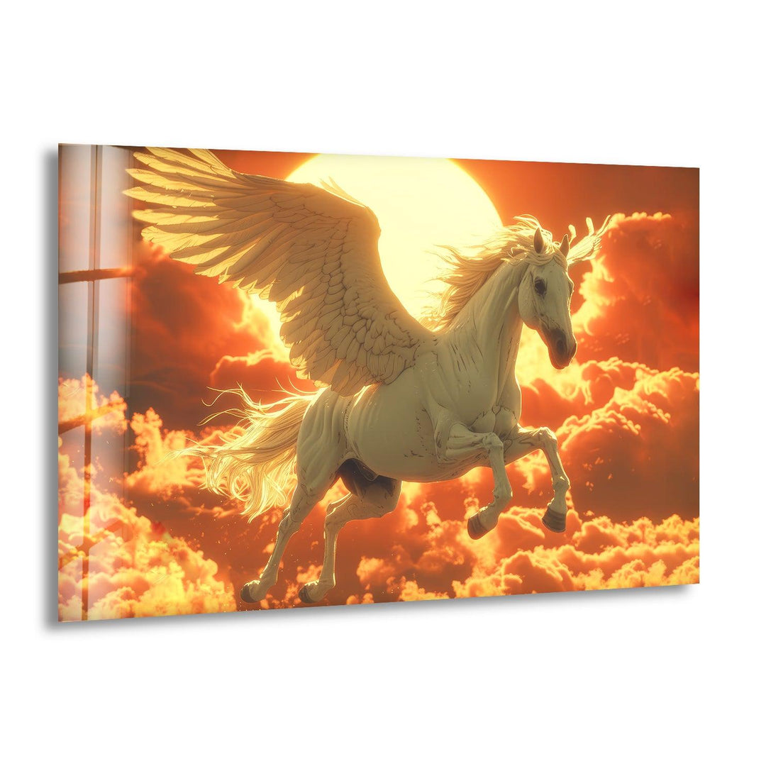 Winged Horse Glass Wall Art print on glass, glass printed photos
