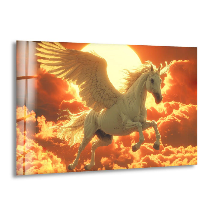Winged Horse Glass Wall Art print on glass, glass printed photos