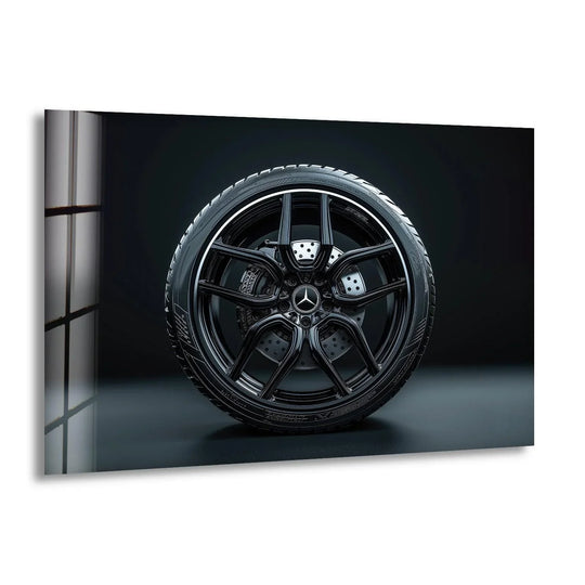 Mercedes Tire Glass Wall Art - MyPhotoStation