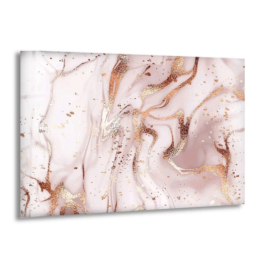 Swirling pink ink flows dynamically across this unique modern wall decor with shimmering rose gold accents.