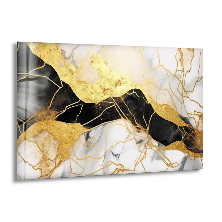 Black Gold Marble Wall Art – Luxury Abstract Glass Print for Modern Interiors - MyPhotoStation