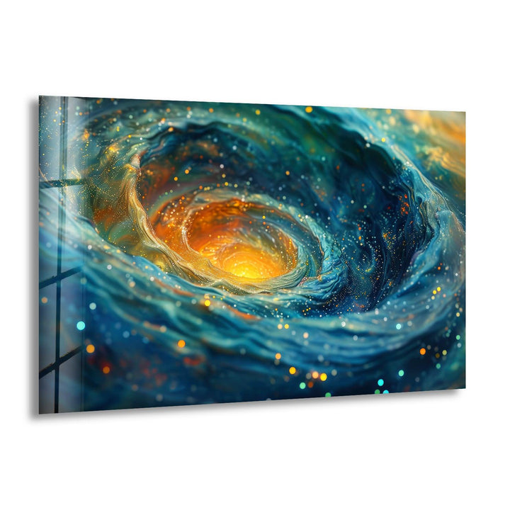 Swirling Galaxy With Stars and Nebulae Glass Wall Art
