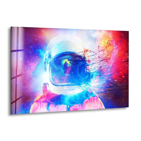 Space Wall Art featuring a Neon Astronaut Glass Wall Art and vivid astronaut art plus glass wall decor