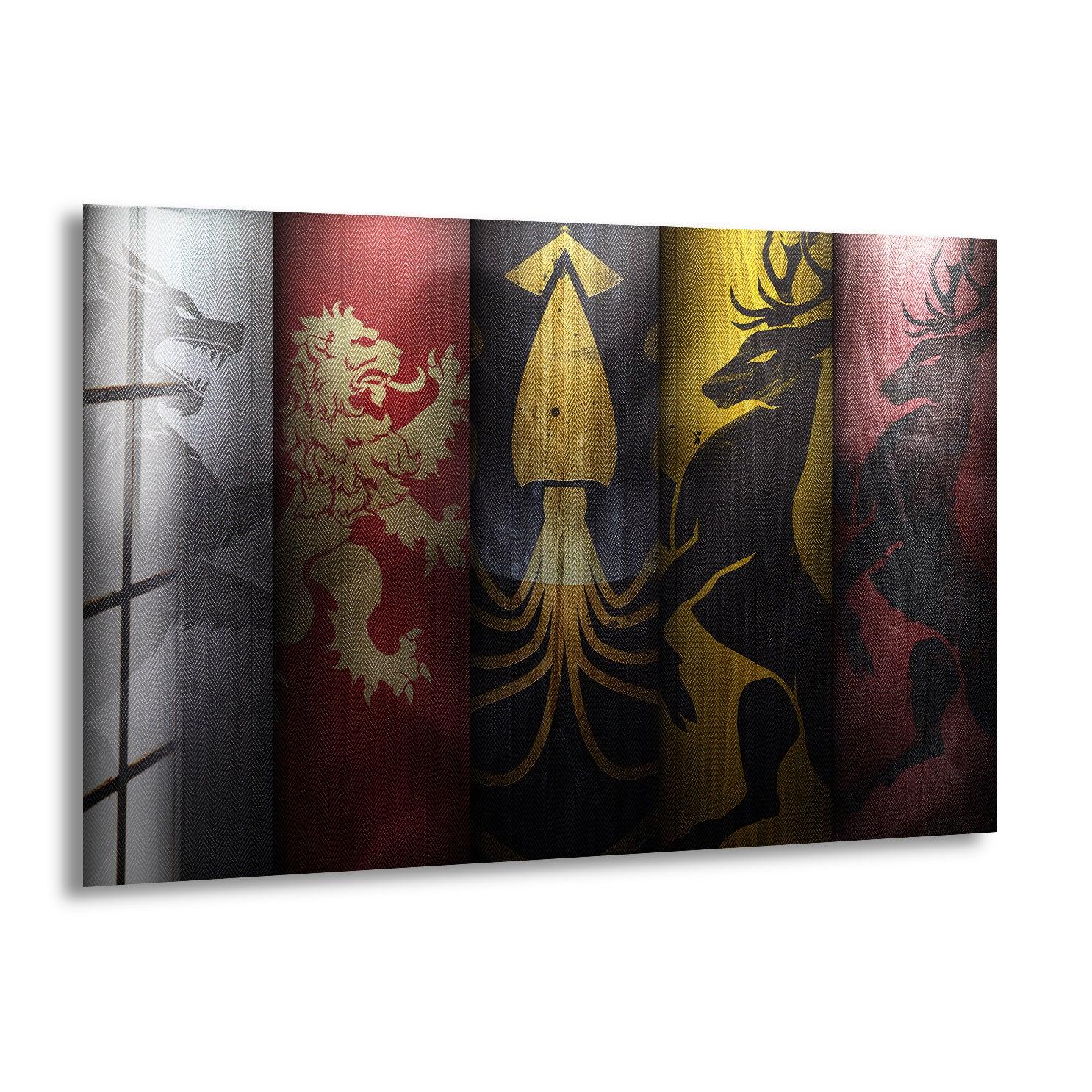Game of Thrones Flags Glass Wall Art stained glass wall art, stained glass wall decor
