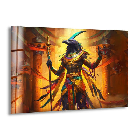 Egyptian God Amon Ray Tempered Glass Wall Art - MyPhotoStation