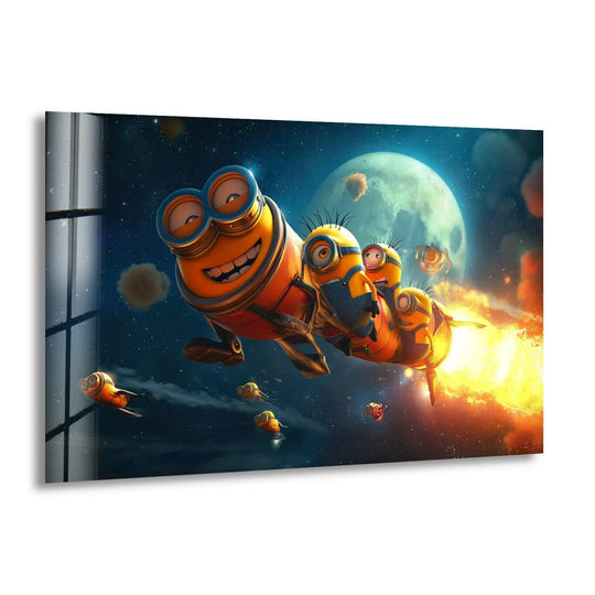 Space Mission Madness Tempered Glass Wall Art for Living