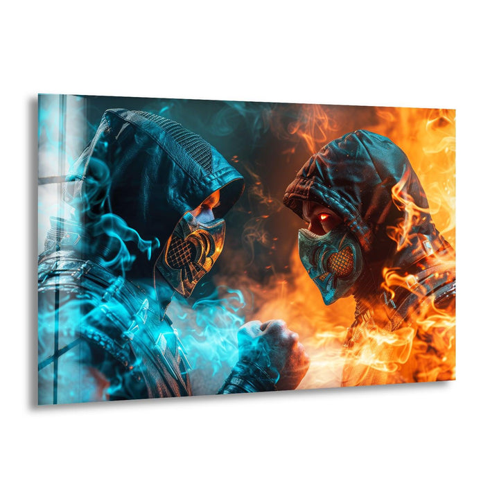 Mortal Kombat Sub Zero vs Scorpion Glass Wall Art, print on glass, glass printed photos