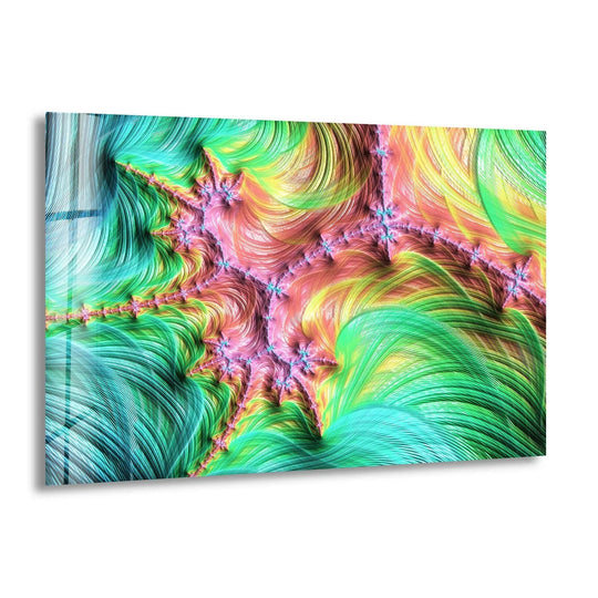 Cool blue and teal tones dominate this fractal wall art prints piece, creating a refreshing color temperature.