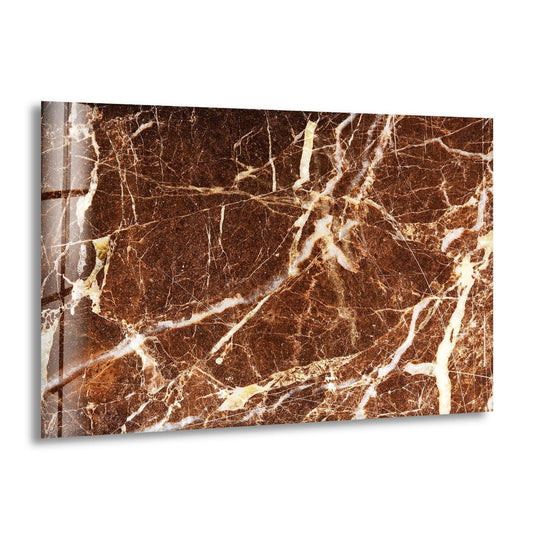Warm brown and white marble abstract best glass art with a polished finish.