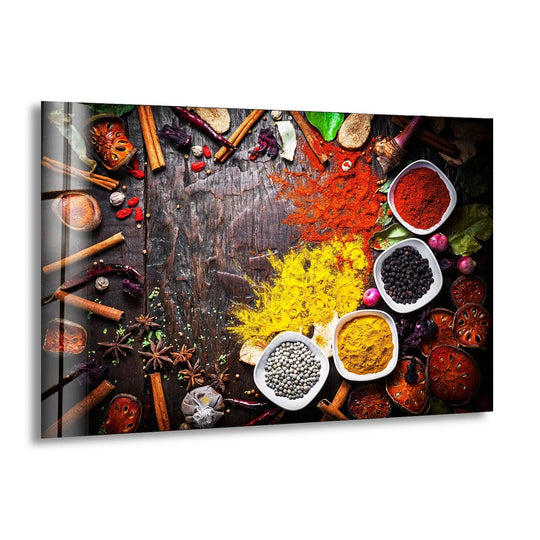 Mixed Spices Glass Wall Art, print picture on glass, Tempered Glass Wall Art