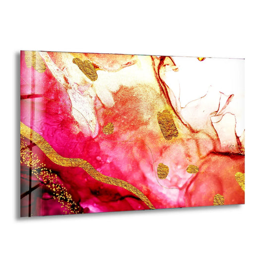 Luxury Pink Alcohol ink Glass Wall Art , print picture on glass,Tempered Glass Wall Art