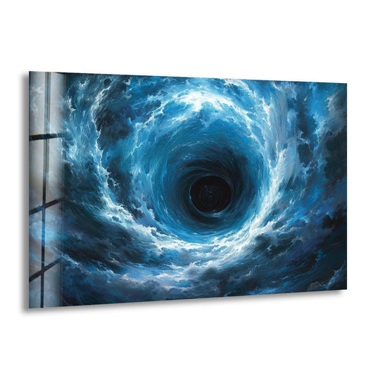 Space Wall Art glass wall art with vortex motif and blue tones offers glass photo prints and tempered glass finish