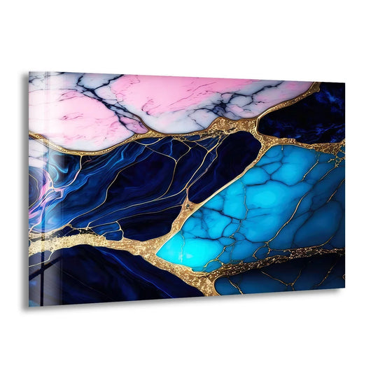 Blue and Pink Marble Texture Glass Wall Art - MyPhotoStation