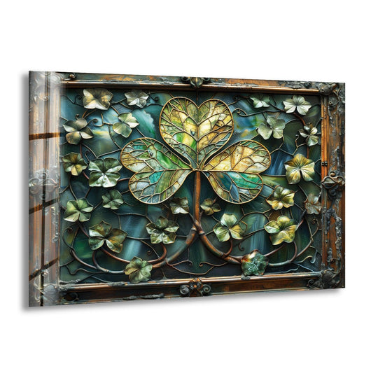 A detailed close-up of the softest elements within this intricate glass wall artwork, showcasing delicate floral patterns.