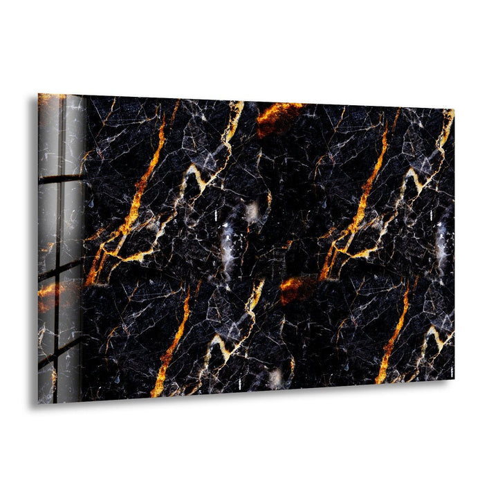 Black & Orange Marble Abstract Glass Wall Art glass image printing, glass prints from photos