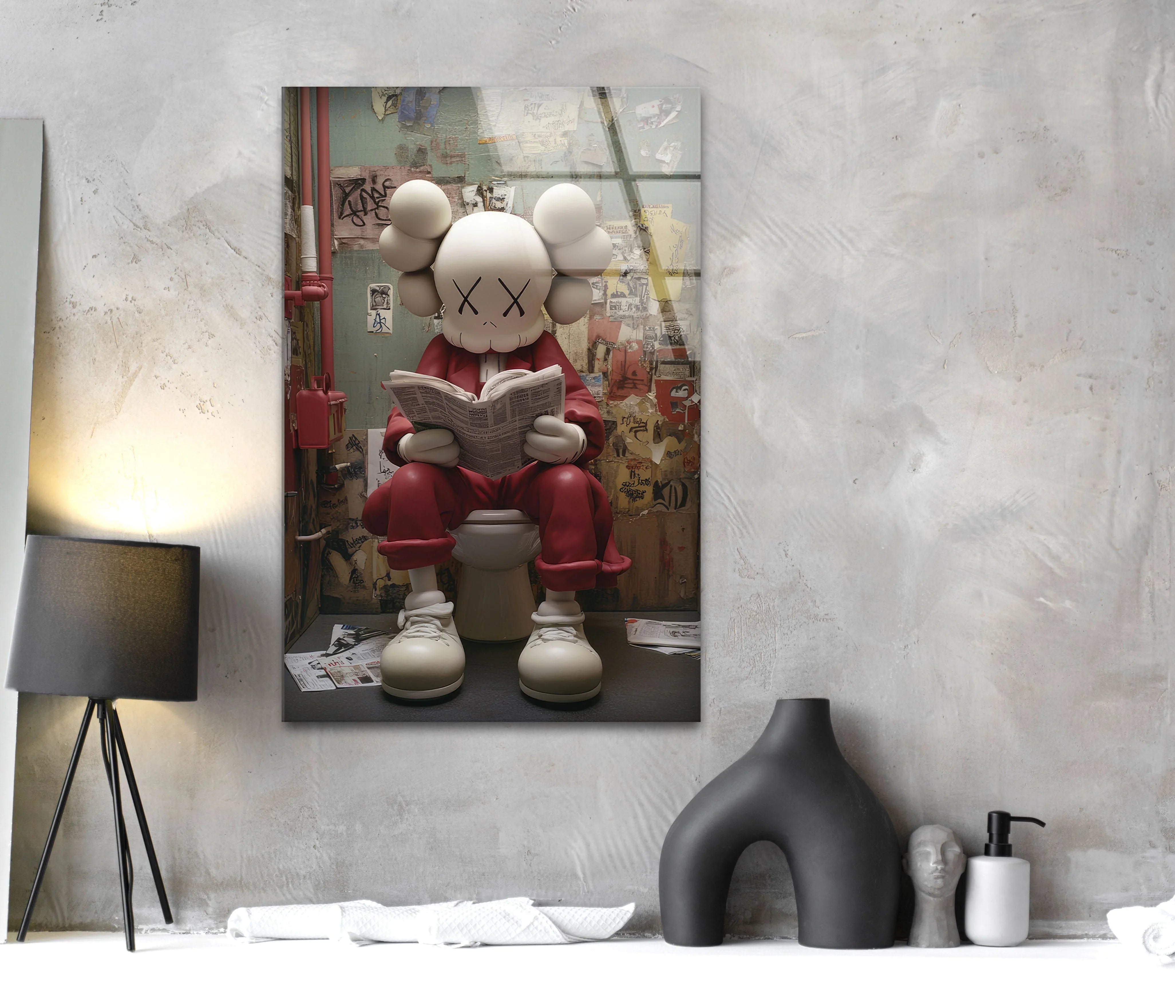 Kaws Reading Wall Art – Iconic Bathroom Decor – MyPhotoStation