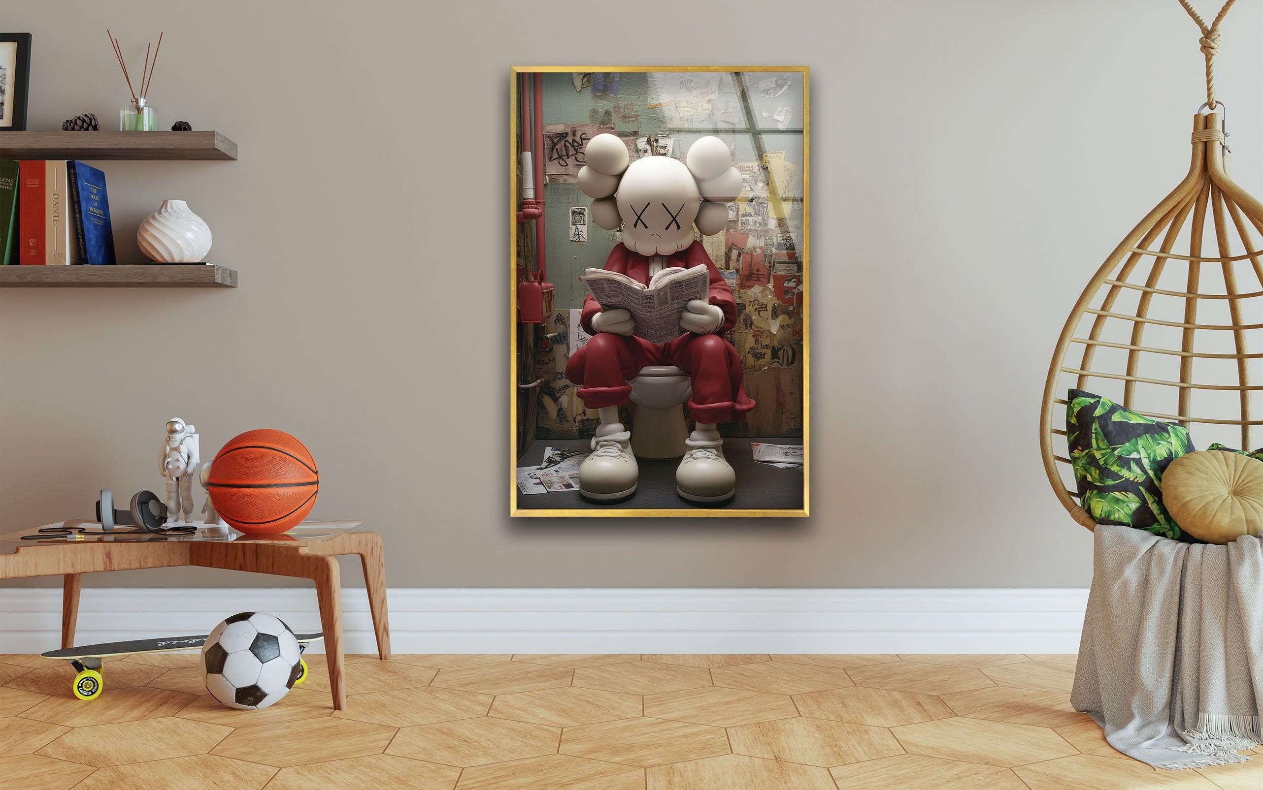 Kaws Reading Wall Art – Iconic Bathroom Decor – MyPhotoStation