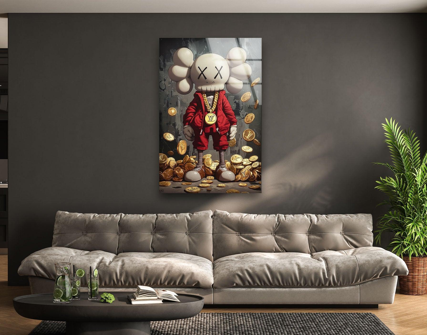 Rich Kaws Glass Wall Art – Street Luxury Decor – MyPhotoStation