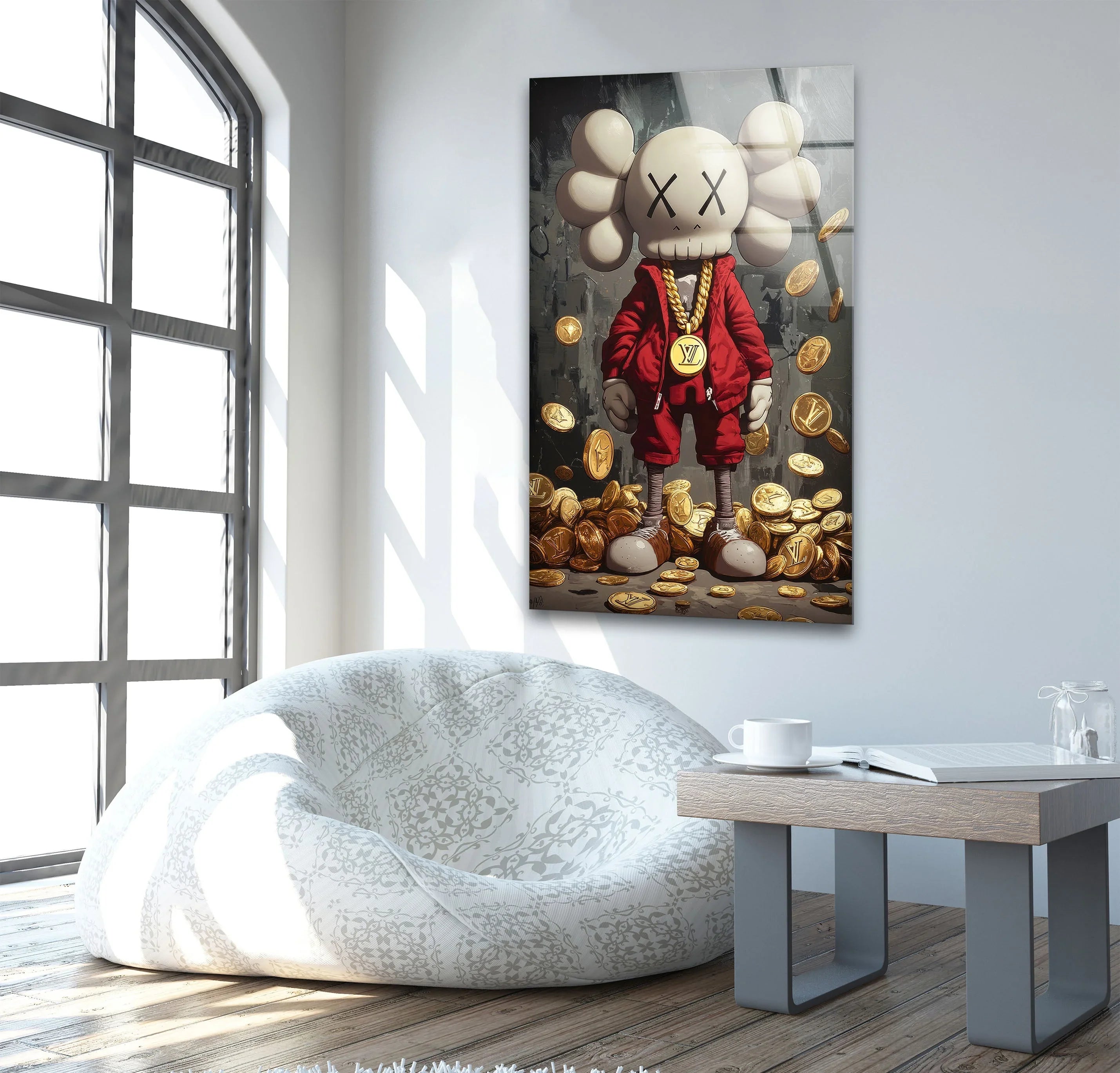 Rich Kaws Glass Wall Art – Street Luxury Decor – MyPhotoStation