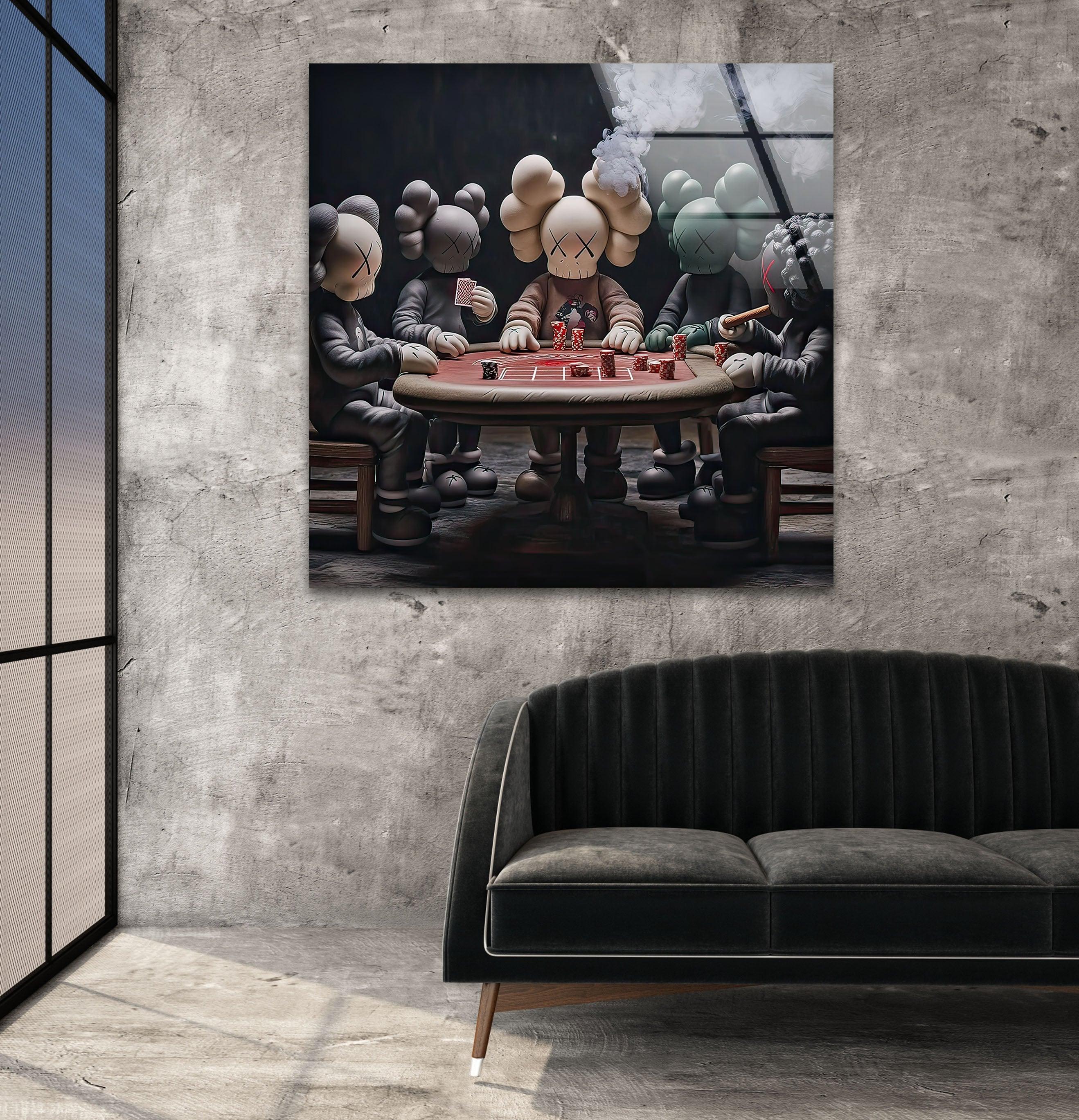 Kaws Playing Poker Glass Wall Art – Bold Decor – MyPhotoStation