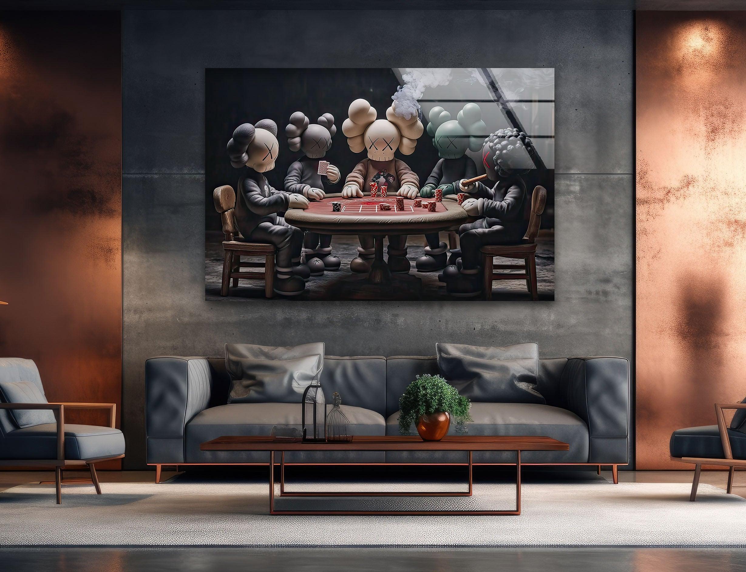 Kaws Playing Poker Glass Wall Art – Bold Decor – MyPhotoStation