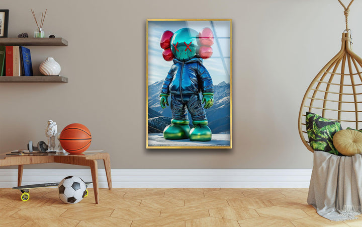 Kaws with Jacket Glass Wall Art large glass photo prints, glass wall photos