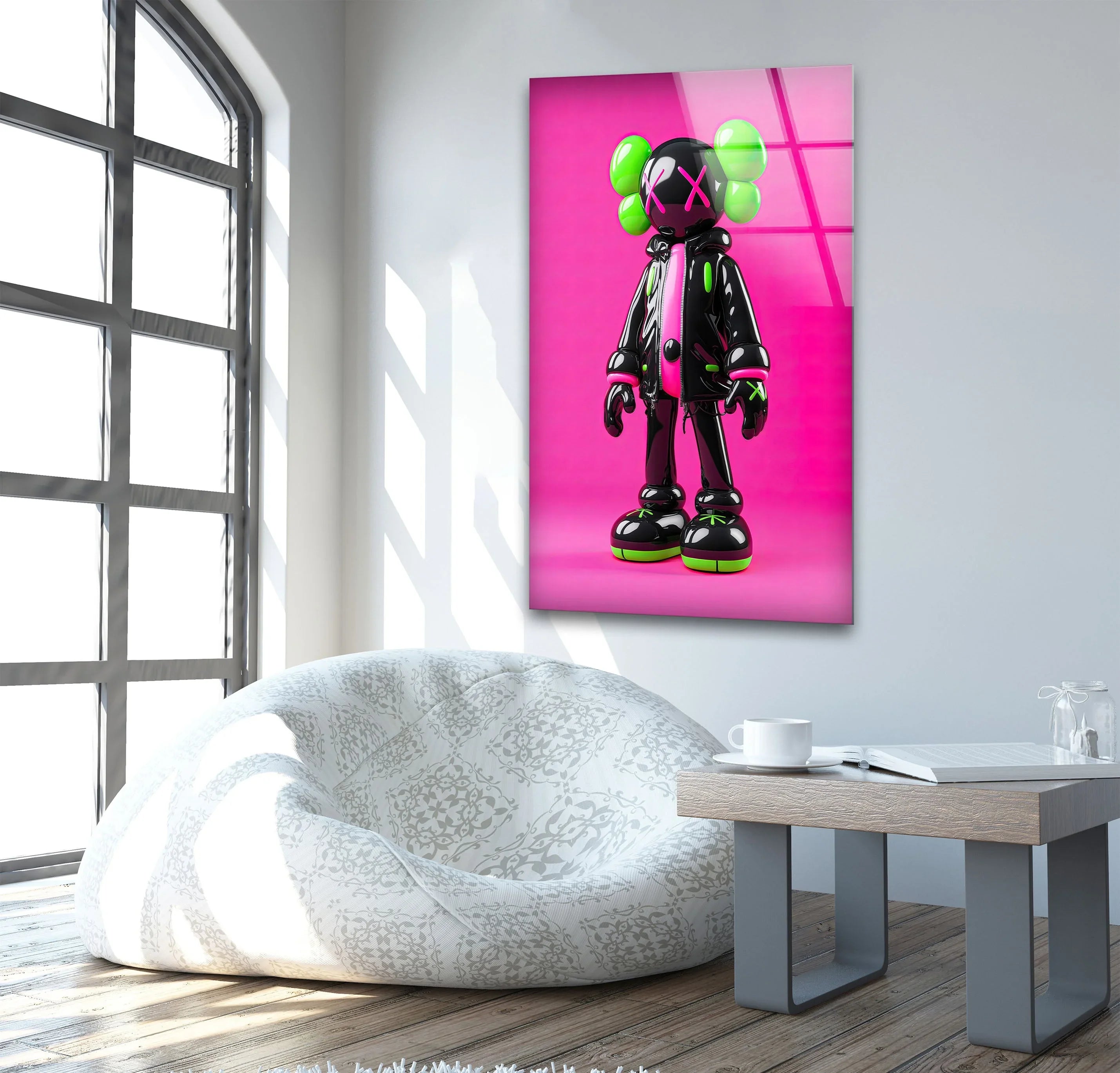 Neon Pink Kaws Wall Decor – Vibrant Modern Art – MyPhotoStation