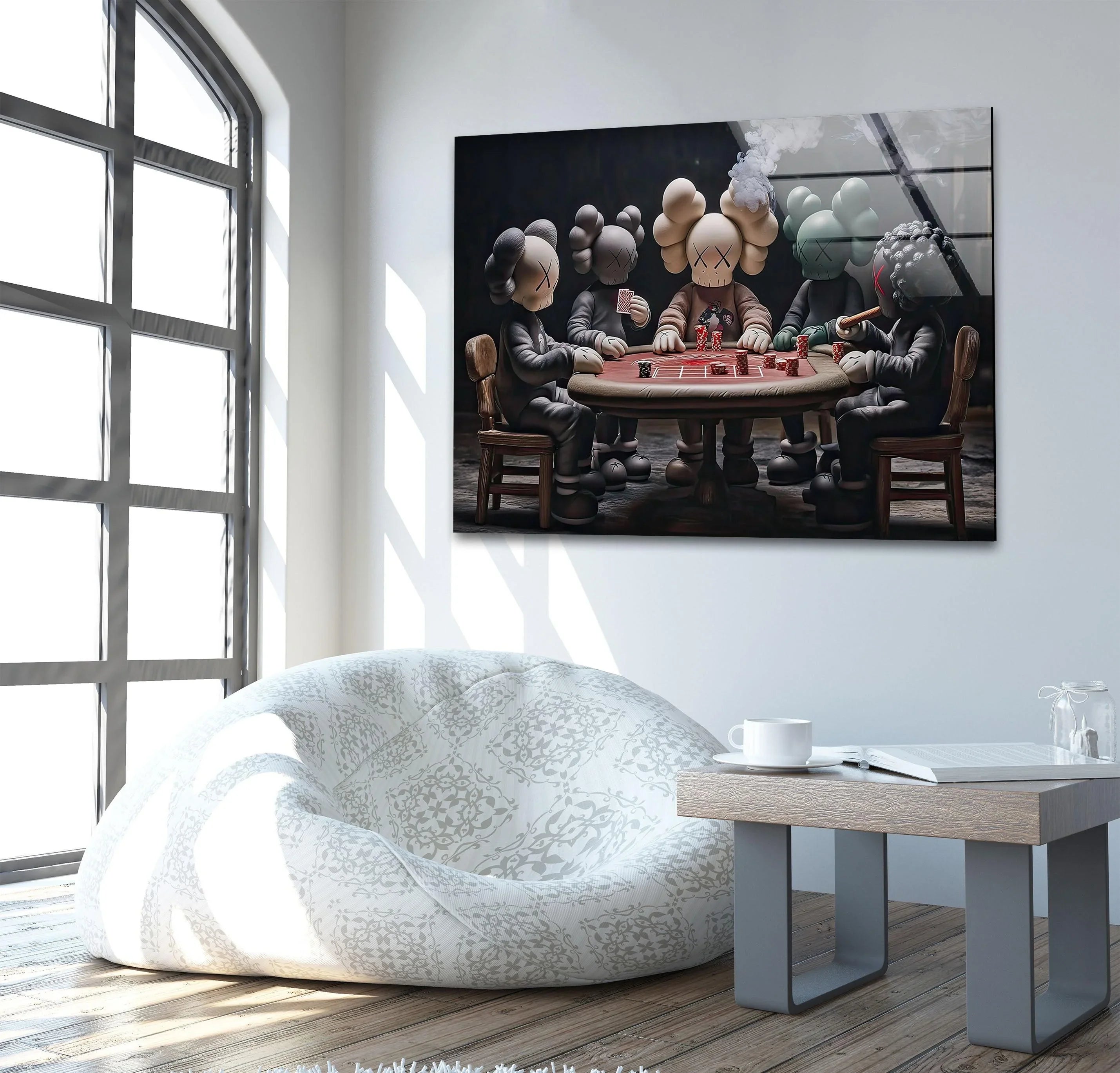 Kaws Playing Poker Glass Wall Art – Bold Decor – MyPhotoStation