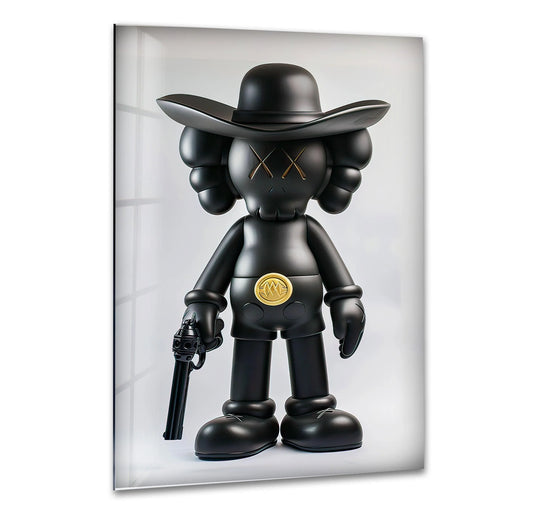 This glossy glass wall art features a Kaws with Gun character and is a famous painting and a cool Kaws wall decor artwork
