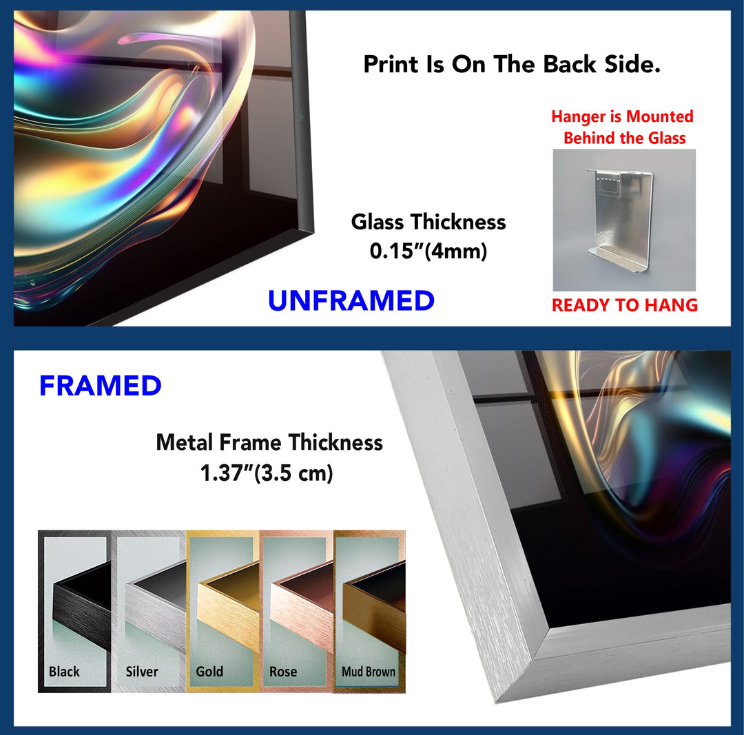 Aurora Chrome Wave – Iridescent Metallic Flow Glass Wall Art