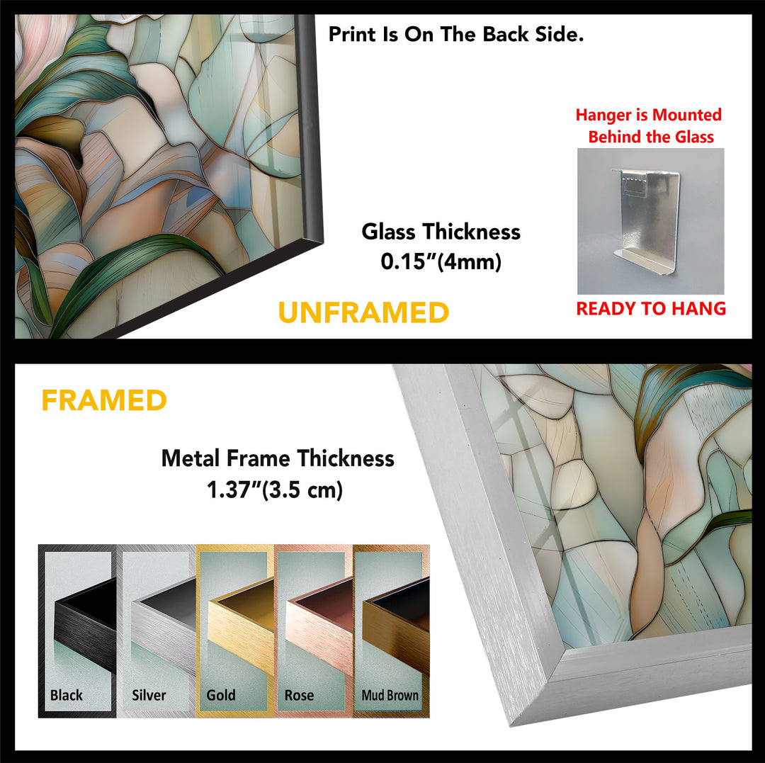 Blush Petals Harmony – Stained Floral Glass Wall Art