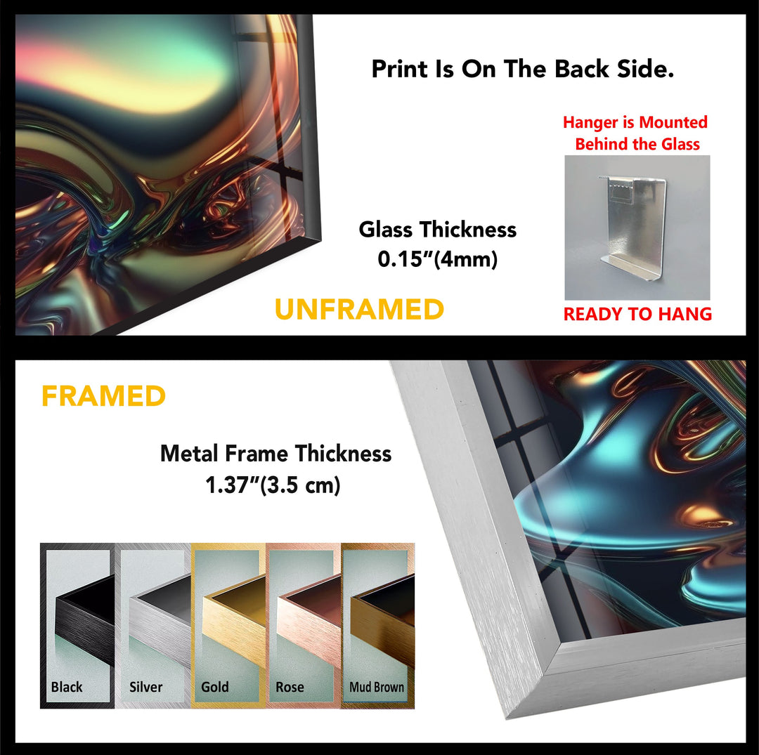 Spectrum Melt Aura – Iridescent Liquid Chrome Glass Wall Art