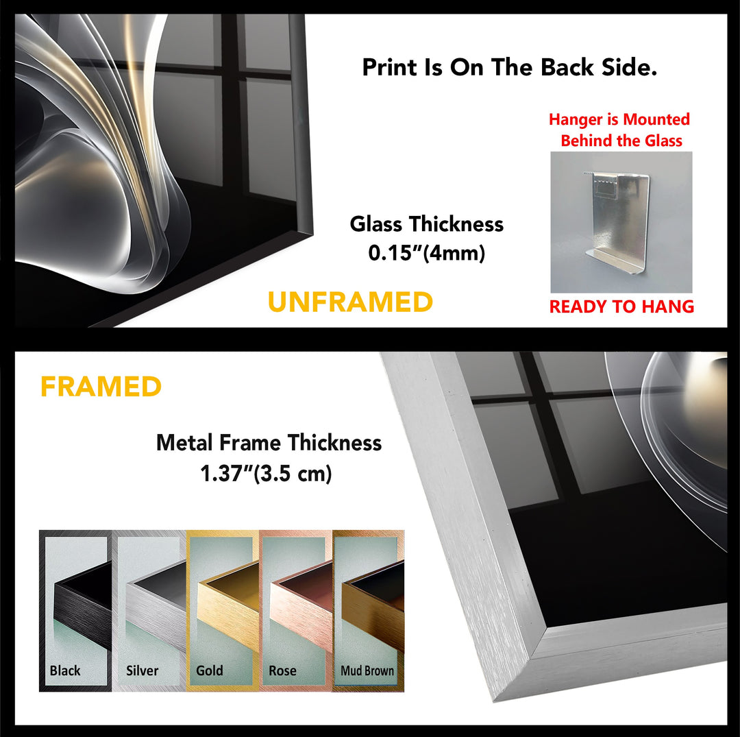 Ethereal Ember Veil – Abstract Smoke Gold Glass Wall Art