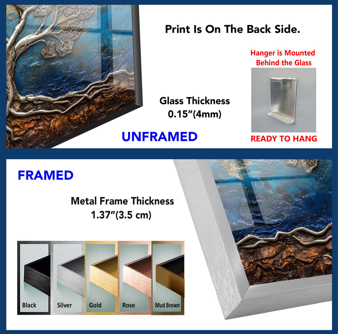 Eternal Roots Bronze – Sculpted Metallic Tree Glass Wall Art