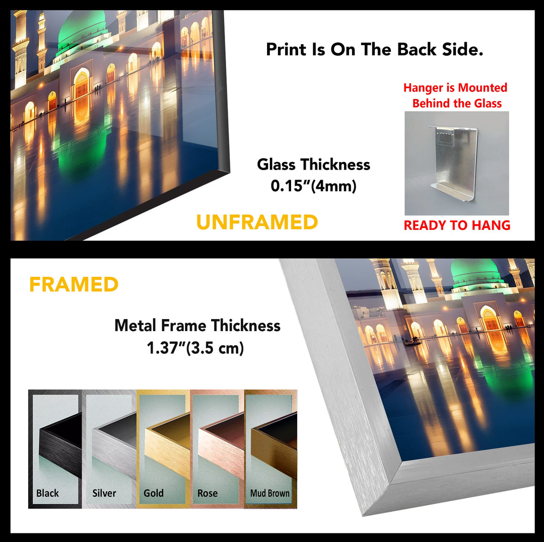 Radiant Peace – Al-Masjid an-Nabawi Islamic Glass Wall Art