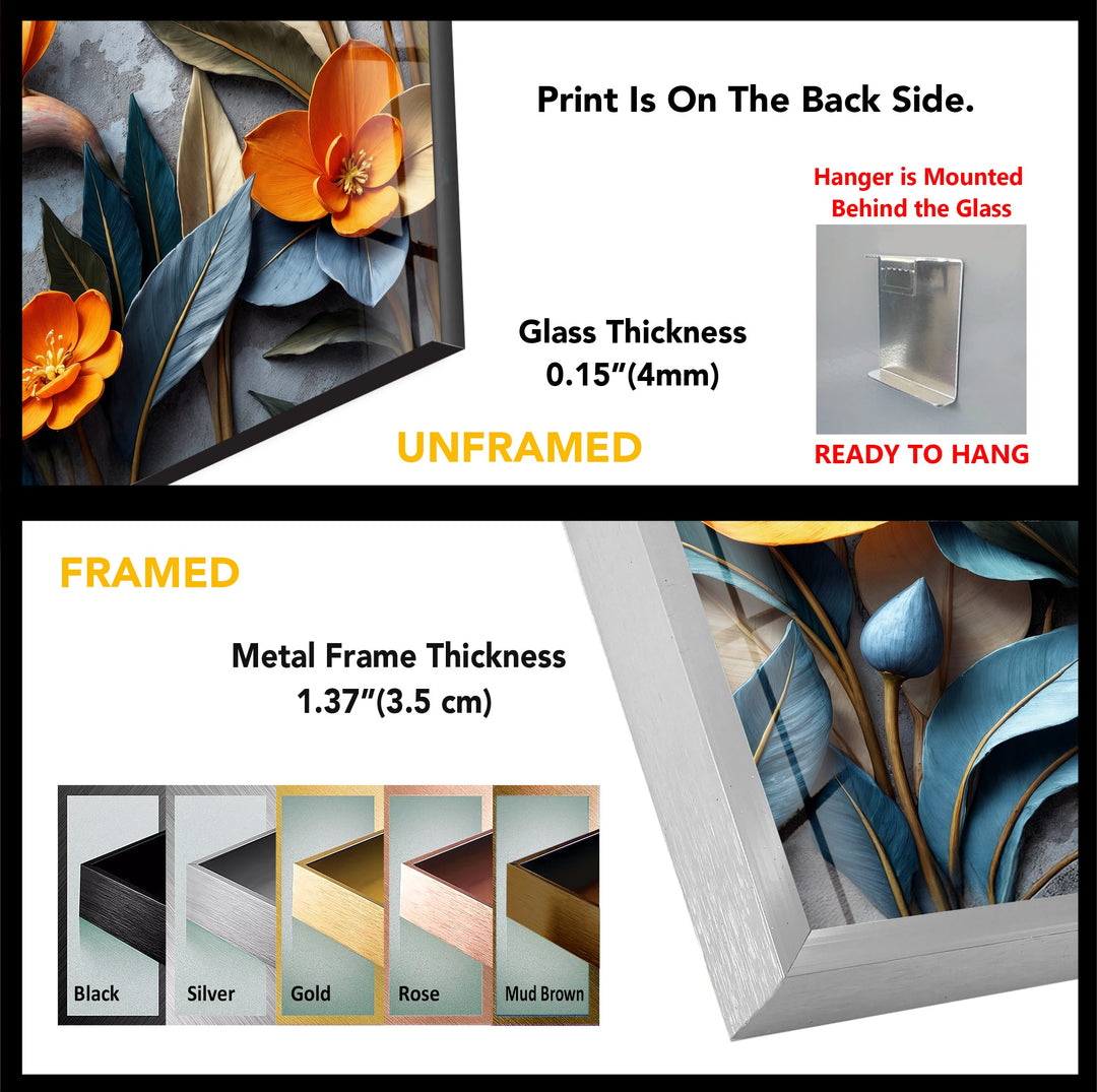 Tropical Bloom Harmony – Artistic Floral Sculpture Glass Wall Art
