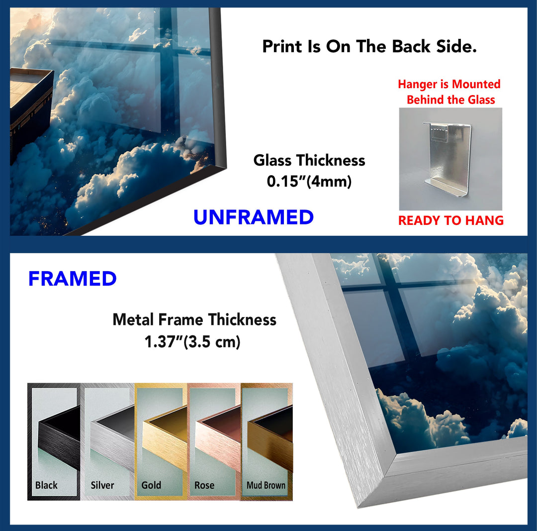 Divine Ascent – Kaaba Above the Clouds Glass Wall Art