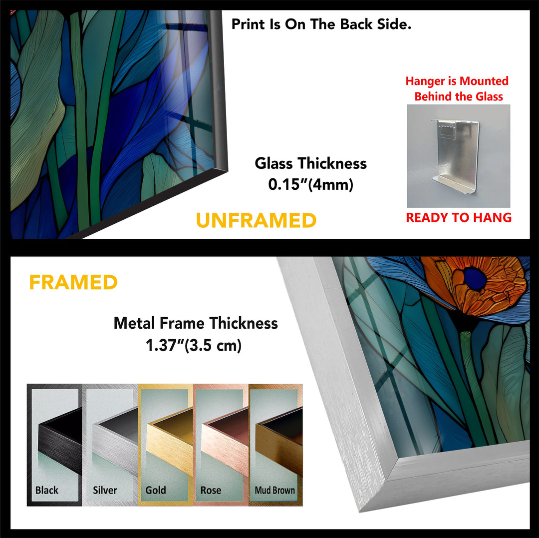 Blue Radiance Blooms – Stained Glass Flower Glass Wall Art