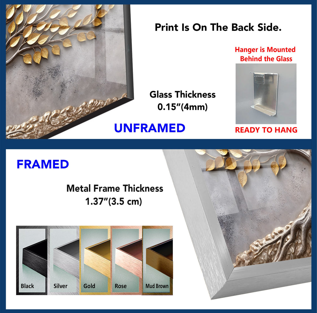 Eternal Roots Gold Harmony – Luxury Tree of Life Glass Wall Art