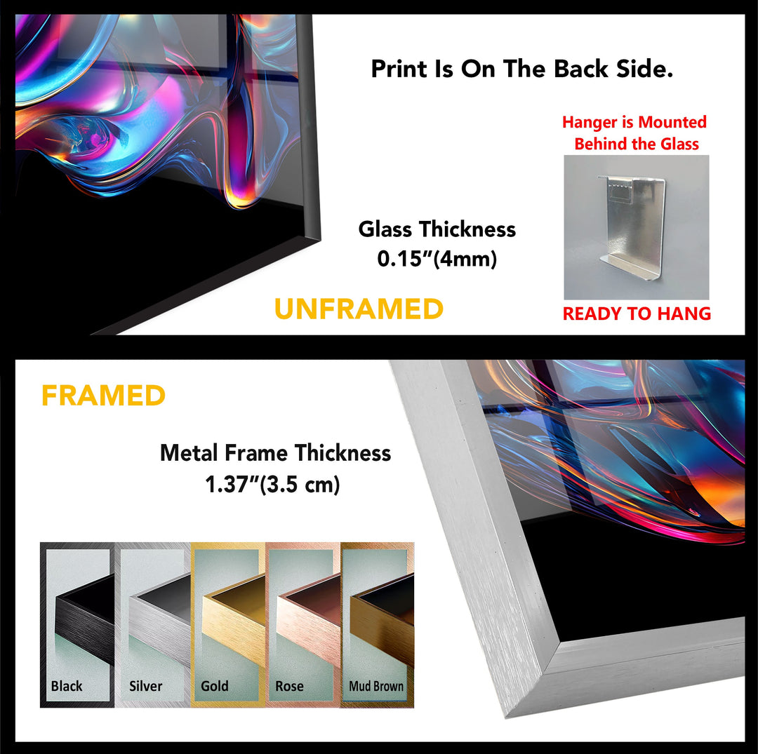 Neon Liquid Pulse – Vibrant Chromatic Flow Glass Wall Art