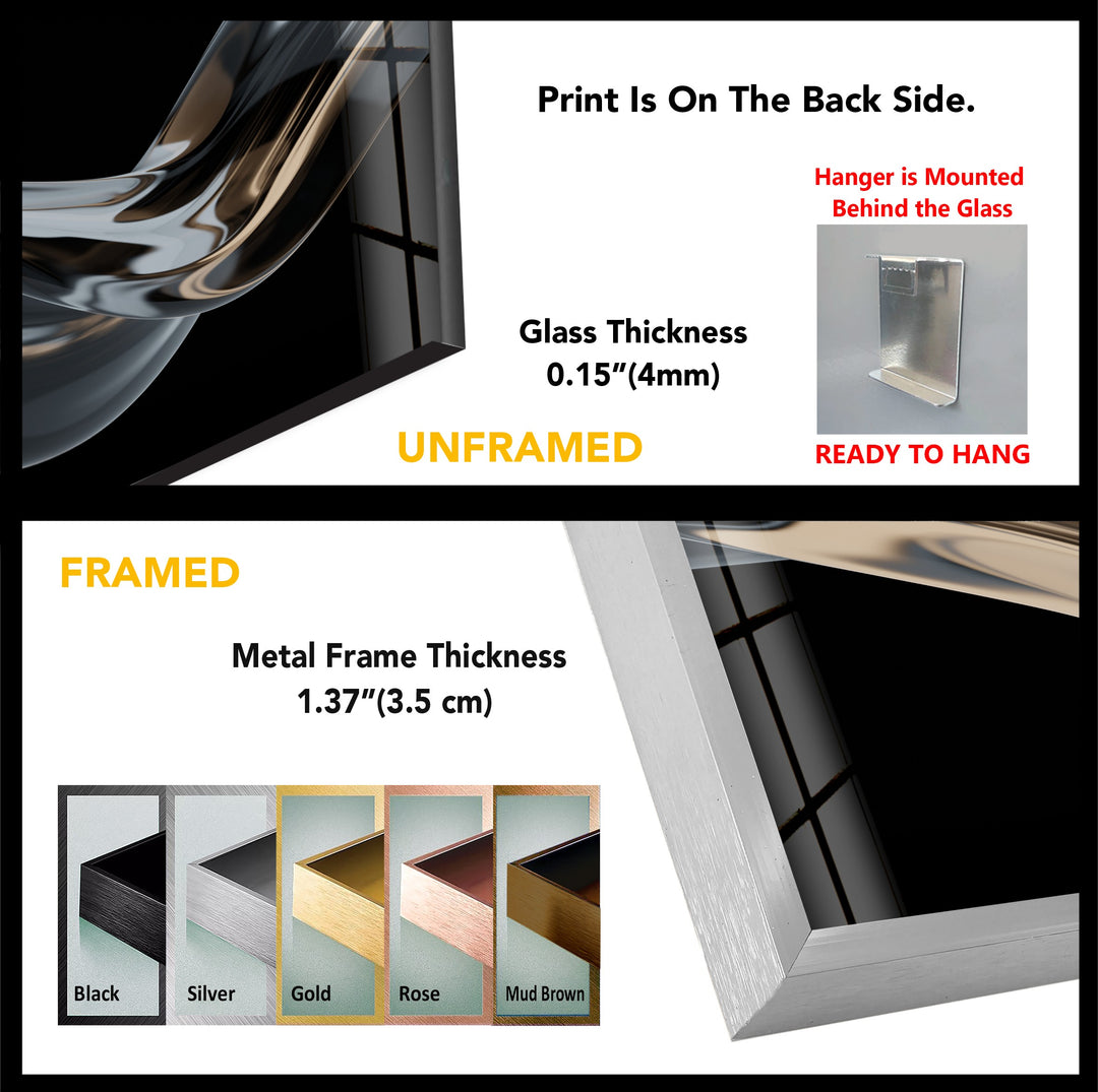 Ebony Silk Wave – Minimalist Metallic Flow Glass Wall Art