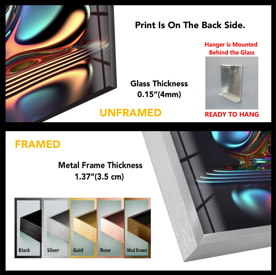 Liquid Prism Sculpture – Iridescent Chrome Form Glass Wall Art