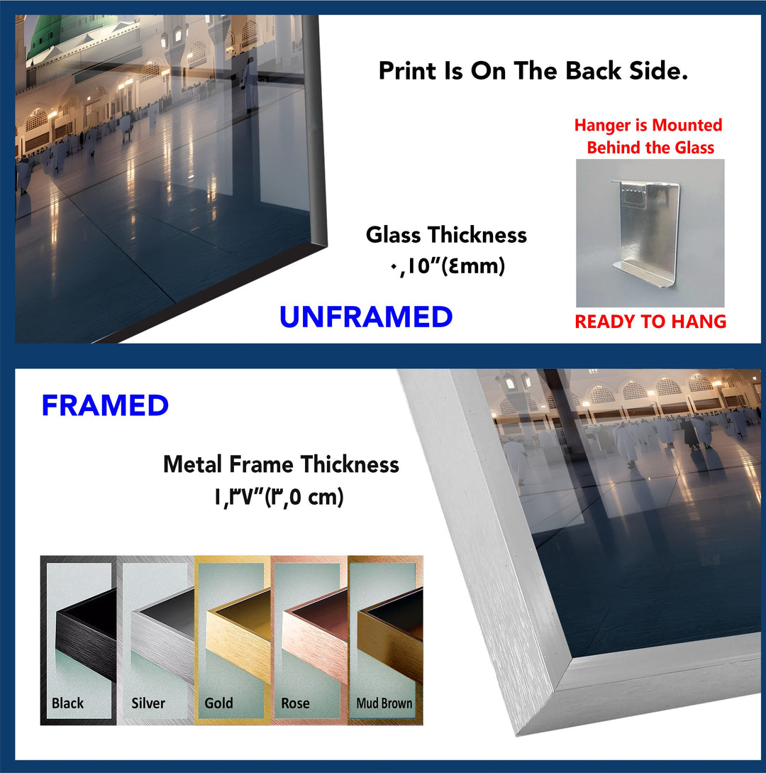 Moonlit Serenity – Prophet’s Mosque Medina Night Glass Wall Art