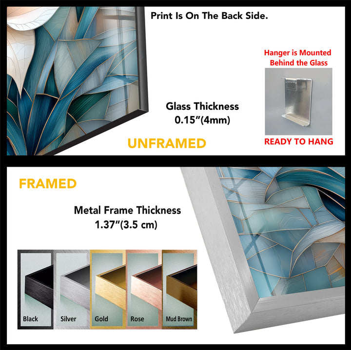 Ivory Radiance – White Lily Mosaic Glass Wall Art